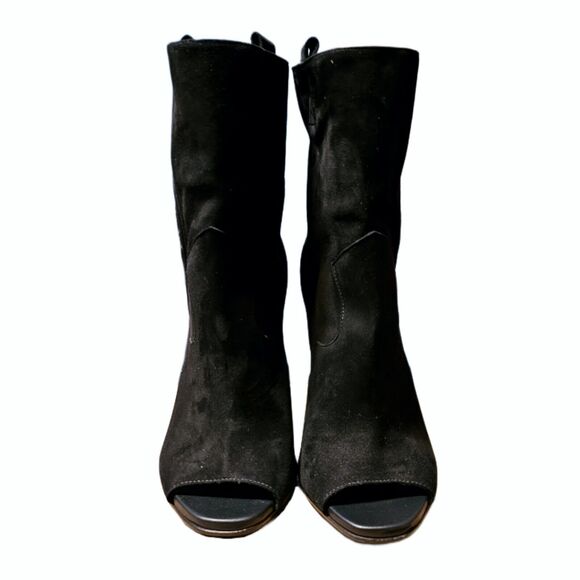 NWOB Balmain Medallion Embossed Suede Open Toe Ankle Boots Black $1279 Sz 38 (8) - Picture 4 of 11